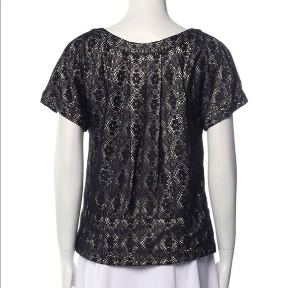 Marc by Marc Jacobs Brocade Black Top Scoop Neck Short Sleeves Blouse - Picture 2 of 9